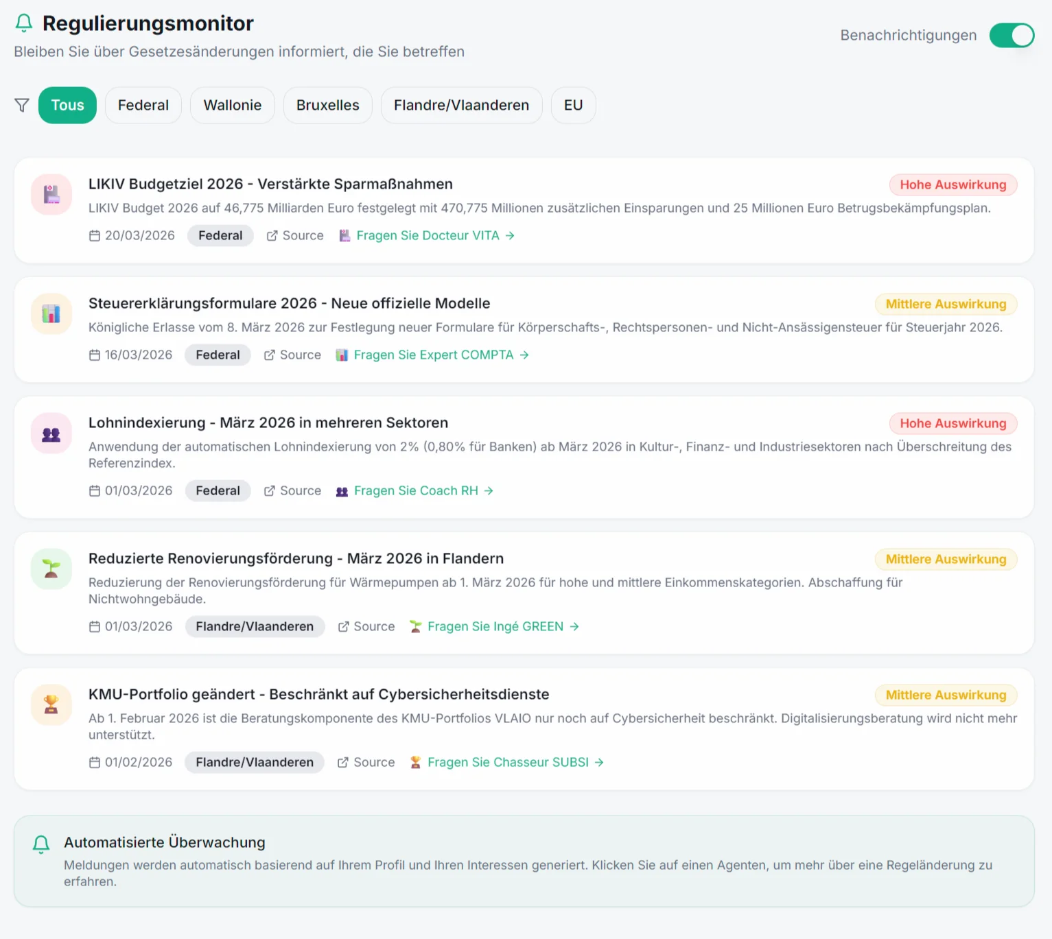 Bleiben Sie über Gesetzesänderungen informiert